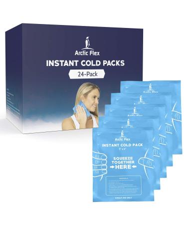 Arctic Flex Instant Cold Packs (24 Pack) - Disposable Single Use Ice for Injuries Pain Relief Inflammation and Swelling - Portable for First Aid Sports Travel Camping - 5 by 6 Therapy Compress