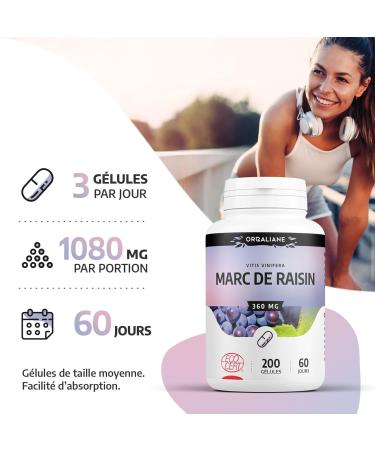Grape Marc 360 mg - 200 capsules - Ecocert certified - Buy Online on GoSupps.com