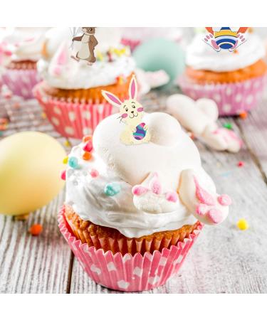 ICNYEKl 24 Pcs Easter Cake Toppers Bunny Carrot Cupcake Wrapper Liners for Spring Fairy Tale Themed Parties Animal World Parties Birthday Cake Decorations Supplies Easter Cupcake Toppe - Buy Online on GoSupps.com