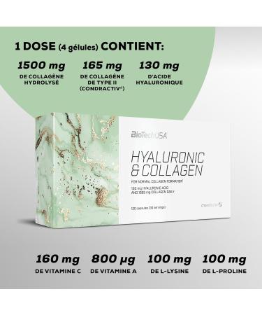 BioTechUsa Hyaluronic&Collagen Collagen Hyaluronic Acid Vitamins 120 Capsules - Buy Online on GoSupps.com