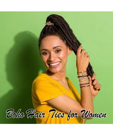 40 Pcs Boho Hair Tie Bracelet Set - Pretty Ponytail Holders & Accessories for Women, Girls - 4 Styles, Braided Elastic Hair Ties - Bulk Pack for Thick, Thin, Curly Hair - Buy Online on GoSupps.com