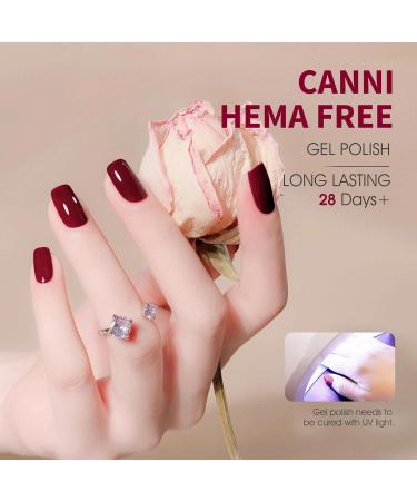 CANNI Dark Red Gel Nail Polish - High Gloss Burgundy Red Soak Off UV Gel for Salon & DIY Manicure - Buy Online on GoSupps.com