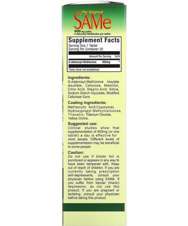 NutraLife SAM-e 400 mg | Original S-Adenosyl-L-Methionine | 30 Enteric Coated Tablets - Buy Online on GoSupps.com