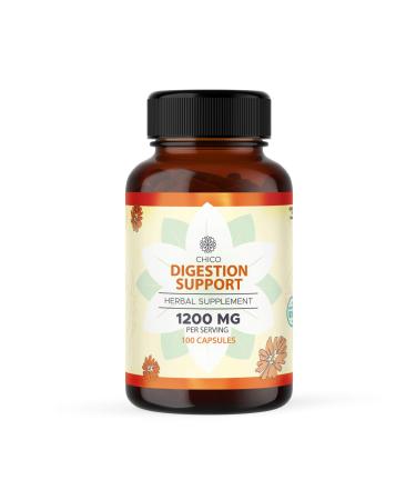 Chico Digestion Support Capsules - Natural Herbal Supplement with Organic Chicory Root Milk Thistle Dandelion Artichoke Inulin Turmeric - Promotes Colon & Gut Health - 1000mg 100 Caps per Bottle