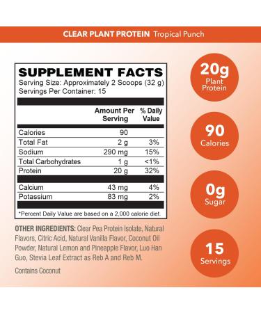 PlantFusion Clear Protein Powder with Pea Protein Peptides - 20g Fast-Absorbing in Water 90 Calories Zero Sugar Premium Alternative to Clear Whey - 16 oz - Buy Online on GoSupps.com