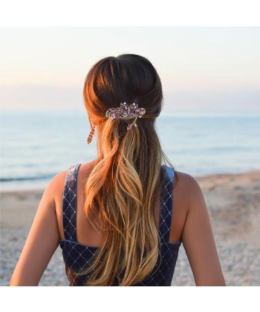 Buankoxy Women's Vintage Crystal Butterfly Hair Clip in Purple - Chic Beauty Tool - Buy Online on GoSupps.com