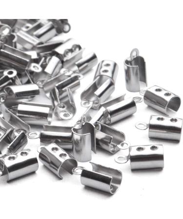 Stainless Steel Fold Crimp Ends Terminators - 100Pcs for Necklace, Tassel, Leather Jewelry - 5MM - Buy Online on GoSupps.com