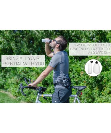 Hydration Running Belt with Bottles - Black - Large - Fits 34-50 inches - Ideal Water Belt for Men and Women - iPhone Holder - Fuel Marathon Waist Pouch - for Jogging, Cycling, Biking - Buy Online on GoSupps.com