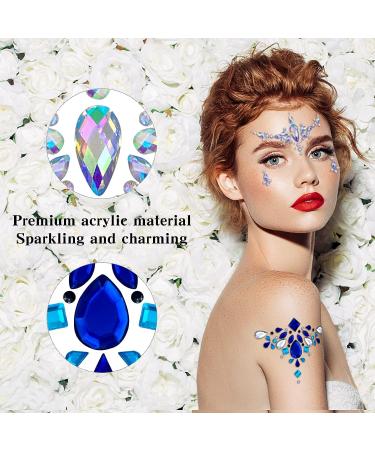 Lusy DM 12 Sets Face Gems - Rhinestone Mermaid Temporary Tattoos for Festival, Halloween & Rave Parties - Buy Online on GoSupps.com