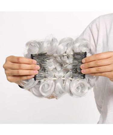 Silver Grey Messy Curly Wavy Drawstring Ponytail Comb Hair Extension Chignon - Buy Online on GoSupps.com