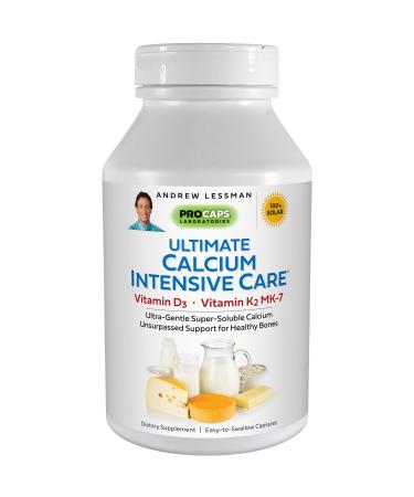 ANDREW LESSMAN Ultimate Calcium Intensive Care with Vitamin D3 & K2 MK7-120 mcg - 180 Capsules - Bone and Skeleton Health Essentials. Gentle Easy to Swallow Super Soluble. No Additives