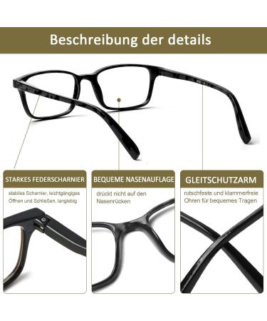 Cojwis 2-Pack Reading Glasses | Blue Light Block | Spring Hinge Anti-Dizzy | Men & Women | 2 Black 2.25x Magnification - Buy Online on GoSupps.com