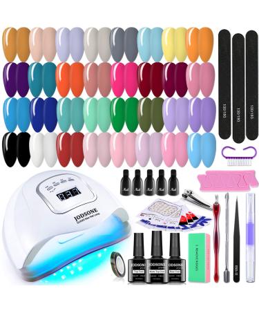 JODSONE Gel Nail Polish Kit with UV Light for Nail 32 Colors Soak Off Nail Gel Polish Set Manicure Accessory Tools Lamp Gel Nail Kit for Nail Art Manicure Salon DIY and Home Classic color A1A