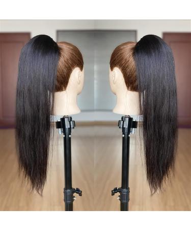 Hair Chignon Long Straight Hair Ponytail with Drawstring Hair Pieces Ponytail Extension Brazilian Real Hair for Black Women Wig Bun Messy Bun Hair Piece (Color : Black Size : 18inches 150g) - Buy Online on GoSupps.com