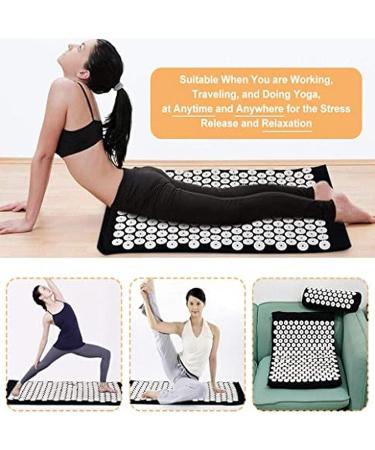 Acupuncture Mat Cushion Set with Carry Bag - Yoga Acupress Mat for Neck Pain Relief Muscle Tension & Relaxation - Black - Buy Online on GoSupps.com