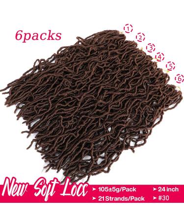 Croliya Faux Locs Crochet Hair 24 Inch 6 Packs Pre Looped Goddess Faux Locs Braids Synthetic Hair Extensions - 30# Color - Buy Online on GoSupps.com