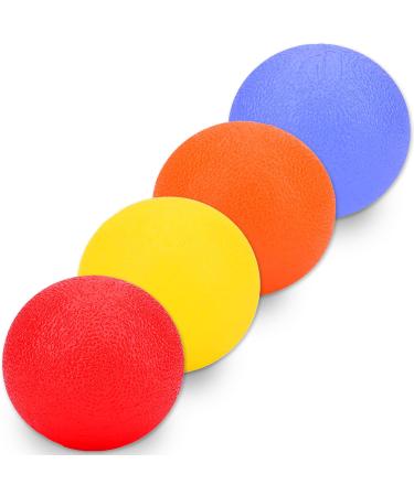 4 pieces of stress balls for adults and children - 4 resistance levels yellow orange blue red gymnastics ball grip strengthening - gift packs with stress balls for strength training equipment