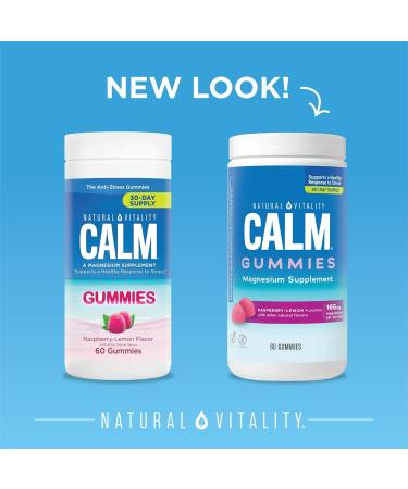 Natural Vitality Calm Gummies - Raspberry-Lemon Flavored Magnesium Supplement - 60 Gummies - Buy Online on GoSupps.com
