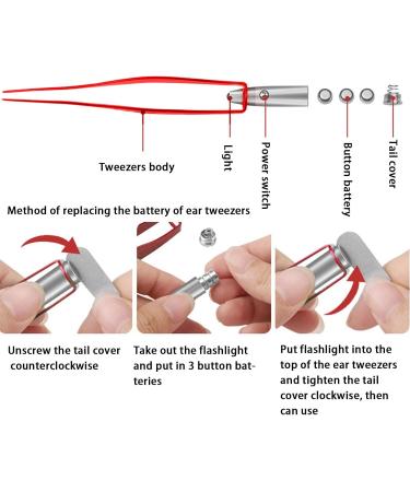 2pcs LED Light Ear Spoon & Tweezers Earwax Remover Tool with Storage Box - Red Portable Luminous Light Ear Pick Cleaner for Kids & Adults - Buy Online on GoSupps.com