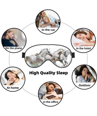 Running White Horses Print Sleep Eye Mask | Soft Travel Eyeshade with Elastic Strap for Ultimate Comfort - Buy Online on GoSupps.com