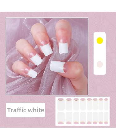 CHANGAR French Nail Polish Stickers Glitter Nail Polish Strips Decals Full Nail Wraps Stickers French Tip Design Adhesive Nail Art Decals with 2 Nail File for Home Women Girls DIY Nail Art - Buy Online on GoSupps.com