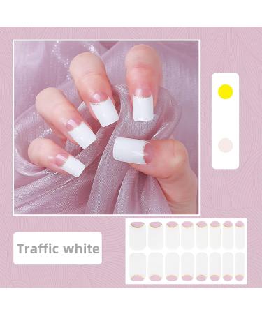 CHANGAR Glitter French Nail Polish Strips - Full Nail Wraps with French Tip Design for DIY Nail Art - Includes 2 Nail Files - Buy Online on GoSupps.com