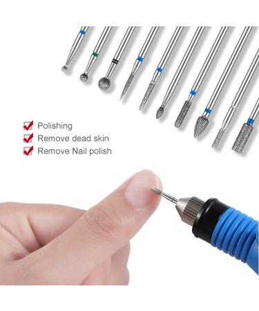 10 Professional Diamond Nail Bits Set - Tungsten Steel Manicure Tools for Nail Care & Skin Removal - Buy Online on GoSupps.com