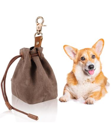 Newofview treats for dogs treats made of canvas for dog food for dog food storage bag with clip buckle for dog training feed bags for dogs brown