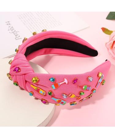 Champagne Headband for Women Hot Pink Champagne Glass Headband Embellished Rhinestone Crystal Knotted Headband Holiday New Year s Eve Birthday Hair Accessories Bachelorette Party (Champagne Bottle 4) - Buy Online on GoSupps.com