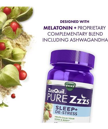 ZzzQuil PURE Zzzs De-Stress & Sleep Gummies - 60 Count for Relaxation & Sleep Aid - Buy Online on GoSupps.com