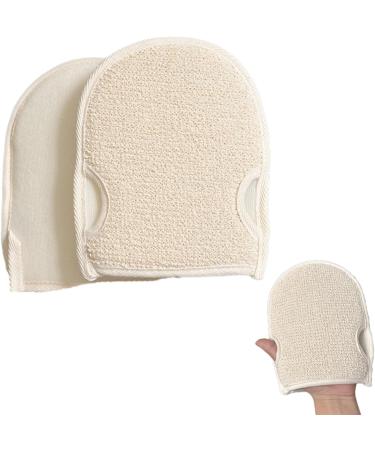 Buy 2-Piece Peeling Gloves & Shower Sponge Set | Hemp & Linen Body Scrub Tools - Double-Sided Massage for Exfoliation - Beige - Buy Online on GoSupps.com
