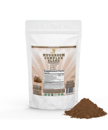 SMSHEALTHPRODUCTS.com Mushroom Complex Blend Supplement 50% Polysaccharides Powder - Lion's Mane Reishi Ganoderma Turkey Tail Complex - for Immune Support - 100g Powder