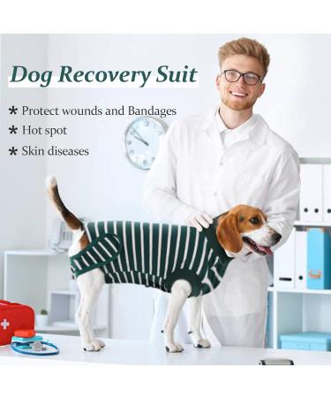Pumyporeity Recovery Suit for Dogs - Protective Wound Recovery Clothing for Puppies | Postoperative Care & E-Collar Alternative (XS Green Streaks) - International Shipping Available - Buy Online on GoSupps.com