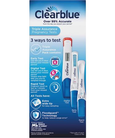 Clearblue Triple Assurance Pregnancy Test Kit - 3 Home Pregnancy Tests in 1 - 3 Ct - Buy Online on GoSupps.com