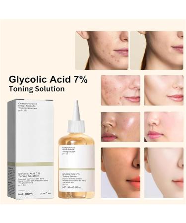 Glycolic Acid 7% Toning Solution Hydrating Toner for Face Glycolic Acid Skin Toner Smoothing Face Toner Facial Exfoliation for Blemishes and Acne Facial Moisturizer-Repair Damage Skin (100ml) - Buy Online on GoSupps.com