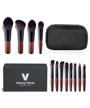 Velony Vacay Makeup Brushes Set 12 Pcs Mini Travel Makeup Brush Set with Case Travel Brush Set for Loose powder Contour Blush Concealer Eyeshadow Brow Brushes Tool Kit 12 Pieces - Buy Online on GoSupps.com