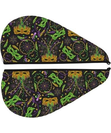 Hair Towel Wrap | Quick-Drying Turban with Button for Effortless Hair Care | Carnival Mardi Gras3 Design - Buy Online on GoSupps.com