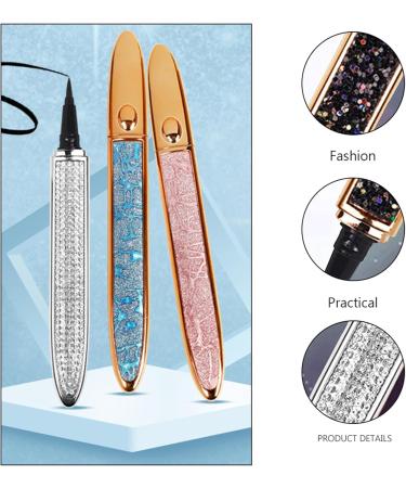 Healeved 2pcs Diamond Eyeliner Liquid Liner Pen Self- Adhesive Eyeliners Green Tint Conditioner Silver Black - Buy Online on GoSupps.com