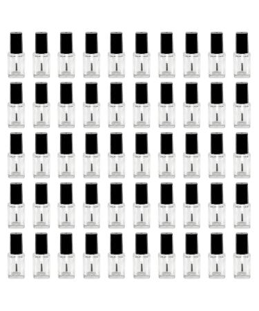 50 pieces nail polish bottle empty 10ml clear (NF-20) with black lid and brush