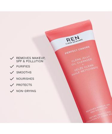 REN Clean Skincare Jelly Oil Facial Cleanser - Hydrating Omega 3 & 6 Antioxidants - Natural Makeup Remover - Cruelty-Free & Vegan - 3.3 Fl Oz - Buy Online on GoSupps.com