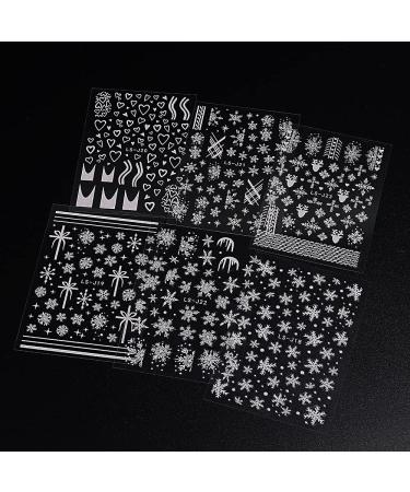 6 Sheets Christmas Nail Art Stickers Decals Self-Adhesive White Stars Snowflakes Nail Supplies Nail Art Design Decoration Accessories - Buy Online on GoSupps.com