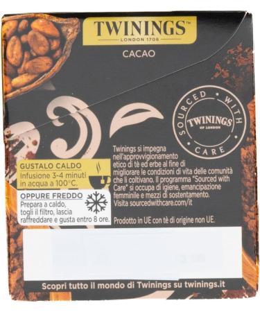  Italian Gourmet E.R. Twinings T Nero Aromatizzato al Cacao Black Tea with Cocoa Taste Pack of 25 Filters 4 x 50 g + Italian Gourmet Polpa 400 g - Buy Online on GoSupps.com