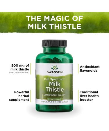 Swanson Milk Thistle 500mg - 100 Capsules for Liver Health & Detox - Buy Online on GoSupps.com