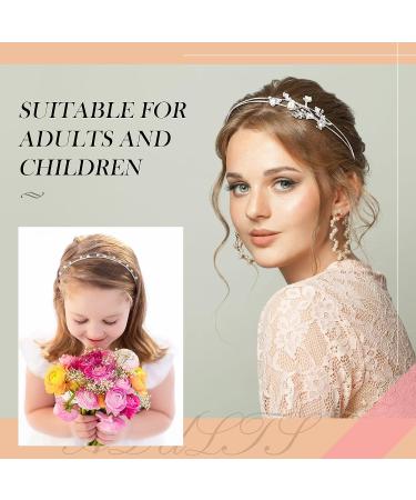 8 Pcs Double Layer Crystal Rhinestone Pearl Wedding Headband Set - Silver Metal Hair Accessories for Bride, Bridesmaid | Valentines Day Gift - Buy Online on GoSupps.com