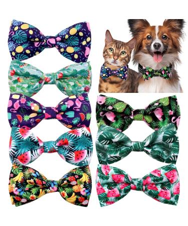 Mruq pet 8Pcs Small Dog Collar Attachment Slide Bow Ties, Adjustable Bulk Fruit Animal Dog Grooming Bow Ties 1.97x3.74 inches, Dog Collar Bow Ties with Elastic Bands for Dogs Collar Charms Accessories