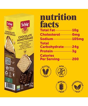 Schar Gluten Free Chocolate Honeygrams Crackers - Rich Dark Chocolate & Real Honey - 6.7oz (1 Pack) - Buy Online on GoSupps.com