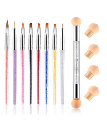 1 Set Nails Arts Brush Set with Gradient Sponge DIY Nail Design Painting Pen