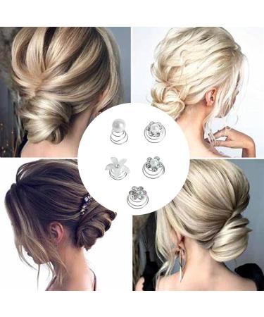50 Piece Spiral Hair Clips - White Pearls & Rhinestones for Brides & Special Occasions | Elegant Hair Accessories - Buy Online on GoSupps.com