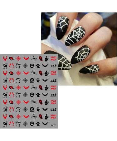 Halloween Nail Stickers 12 Sheets Self-Adhesive Nail Decal Pumpkin Ghosts Star Nail Art Decoration Design Supplies - Buy Online on GoSupps.com