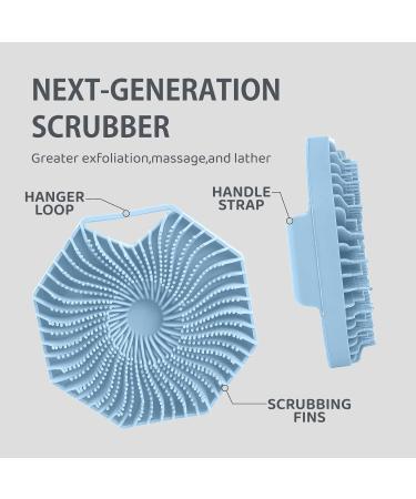 Antimicrobial Silicone Body Scrubber for Sensitive Skin - Eco Friendly Exfoliating Shower Brush (Blue) - Buy Online on GoSupps.com